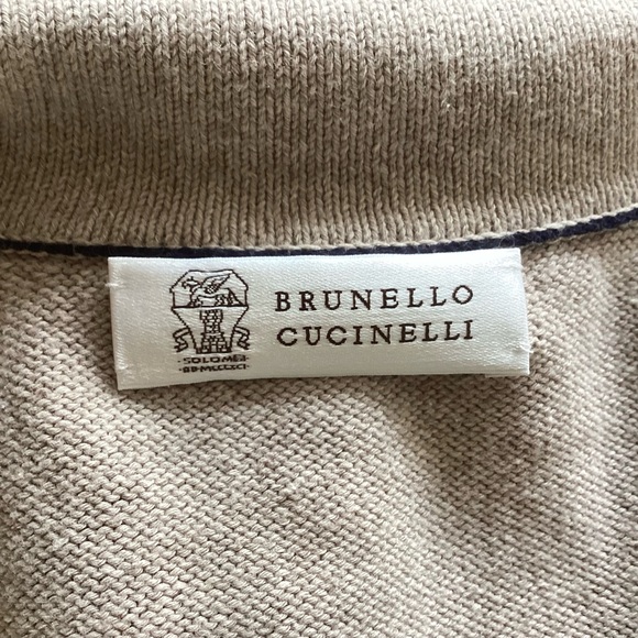 Brunello Cuchinelli Cotton Pullover Sweater Tan Sz 58 (XL) - Picture 4 of 7